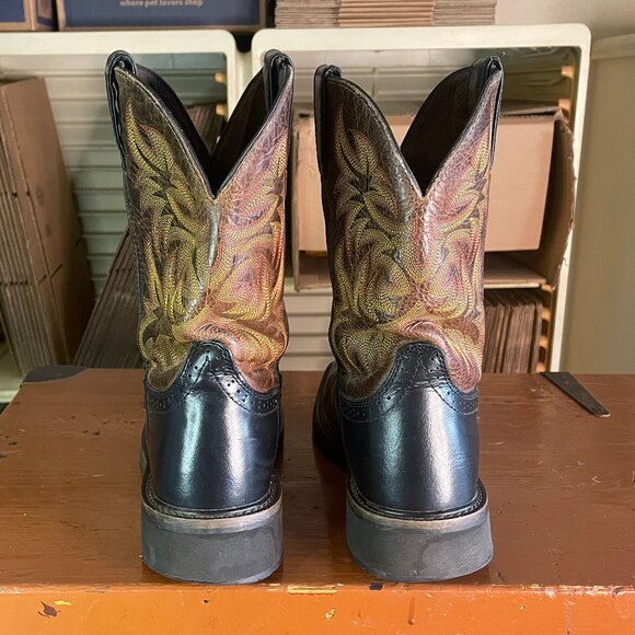 JUSTIN Men’s Size 10 D Composite Toe Black Brown Cowboy Work Boots WK4818 - Picture 5 of 11